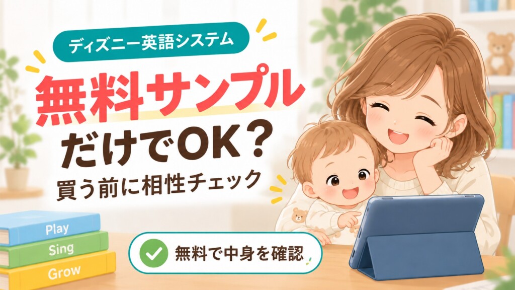 ディズニー英語システムの無料サンプルだけでよいかを親子で確認するイメージ